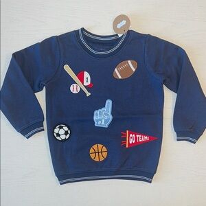Mud Pie Sports Patch Football Soccer Baseball Sweatshirt 2T 3T 4T 5T